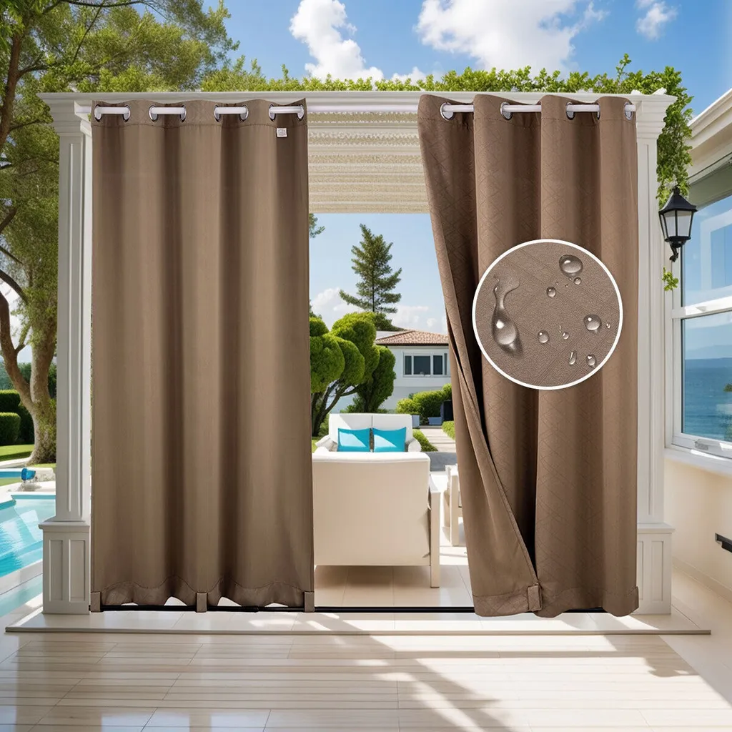 SHANNA Gazebo Patio Outdoor Curtains, Waterproof Garden Blackout ...