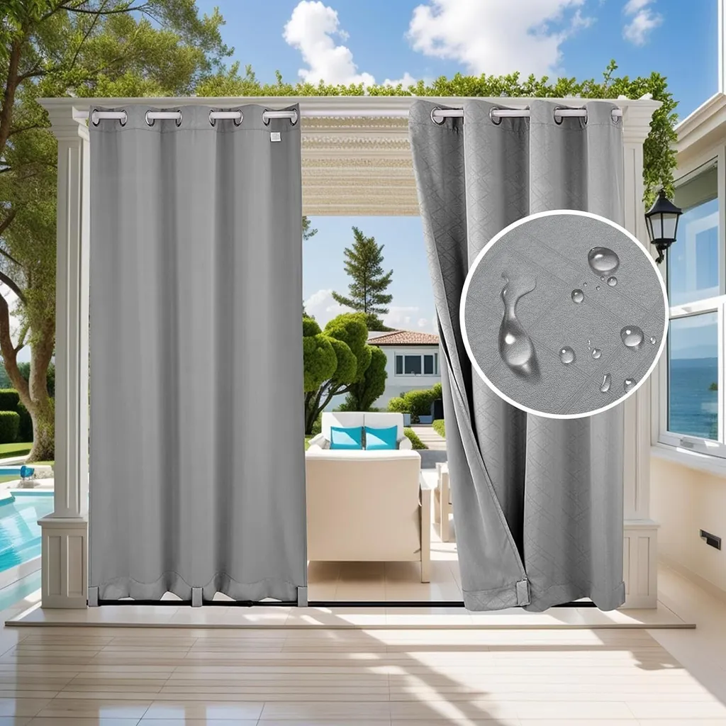 SHANNA Gazebo Patio Outdoor Curtains, Waterproof Garden Blackout ...