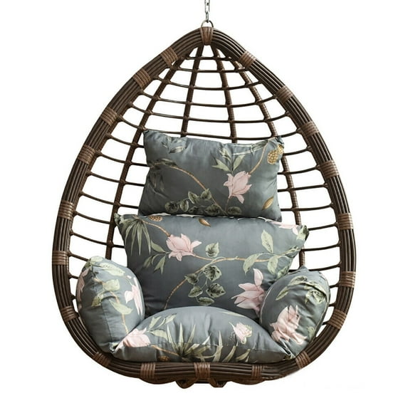 SHANNA Hanging Chair Cushion, Cushions for Hanging Egg Chair,Washable Swing Chair Cushion, Thicken Patio Hanging Egg Chair Pad, Garden Hanging Basket Chair Seat, Gray Flower