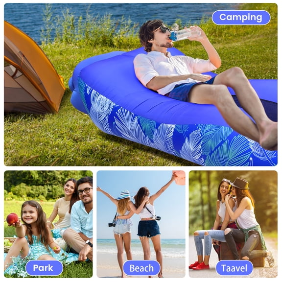 SHANNA Inflatable Lounger, Air Couch Lounge Chair for Camping, Hiking, Inflatable Beach Chair for Adults,Blue