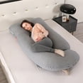 thumbnail image 1 of SHANNA J-Shape Pregnancy Pillow Full Body Maternity Pillow for Pregnant Women with Washable Cover for Back Belly Hips Legs Support, 57 * 27.5inch, Gray, 1 of 7