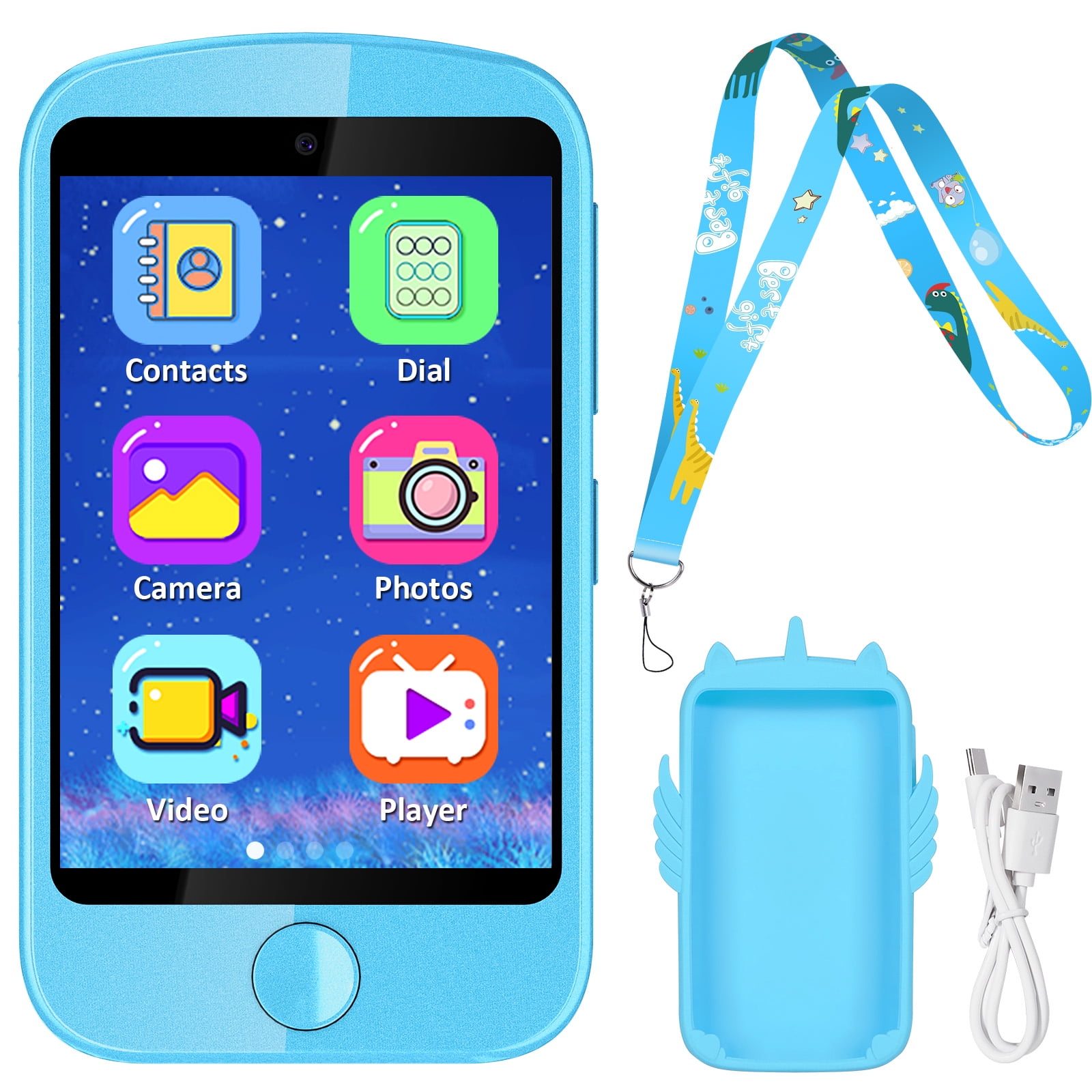 SHANNA Kids Smart Phone for Boys Girls 3-12 Year Old, Toddler Kid Smart  Phone Learning Toy with Educational Games, MP3 Music Player, Phone Calls,  Xmas Birthday Gifts,Blue 