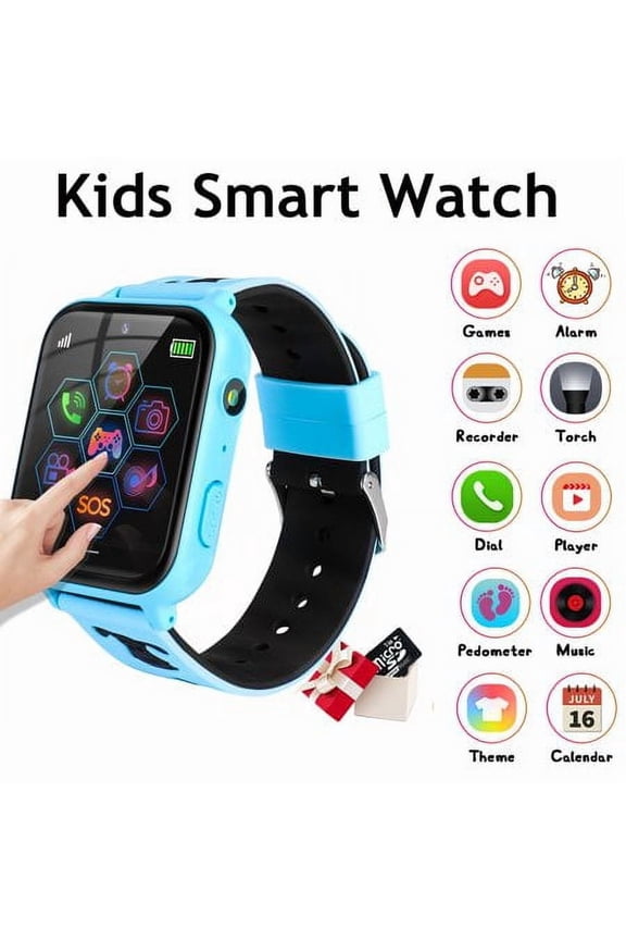 Kids Smartwatch 10 Games 1.54mm Blue Plastic Case with Blue Band