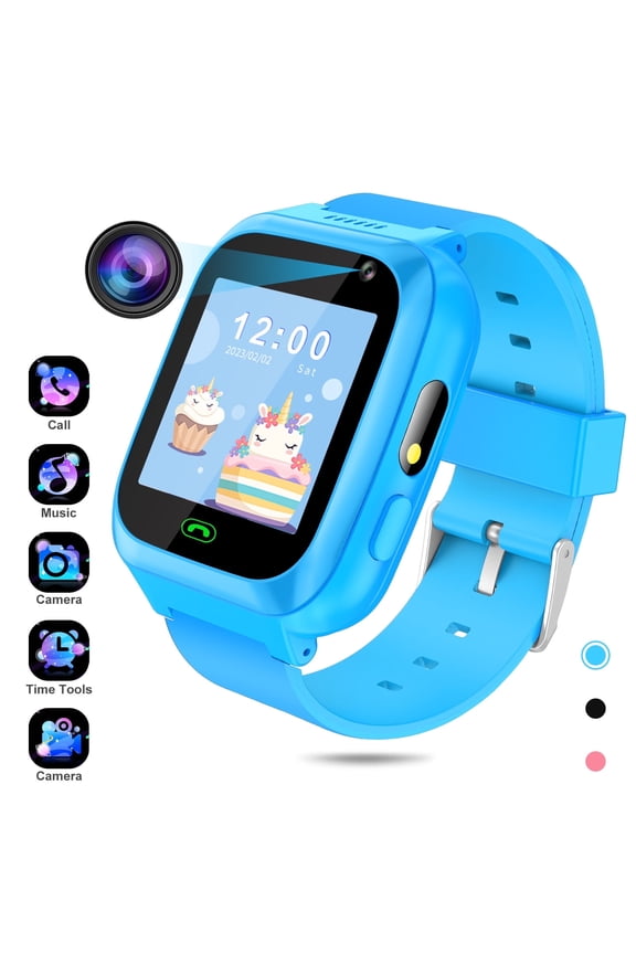 Smart Watch for Kids, Kids Smartwatches Phone with Text and Call, Games Camera Alarm Flashlight Music Player for 3-12 Boys Girls, Blue
