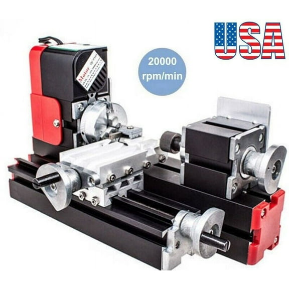 SHANNA Mini Lathe Machine DC12V 24W DIY Tool Metal Motorized 20000rev/Min for Wood, Plastic, Soft Metals