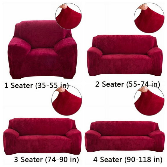 SHANNA Modern Velvet Couch Covers Sofa Slipcover, Thick Fabric Stretch Sofa Covers Furniture Protector (Red, Armchair Cover)