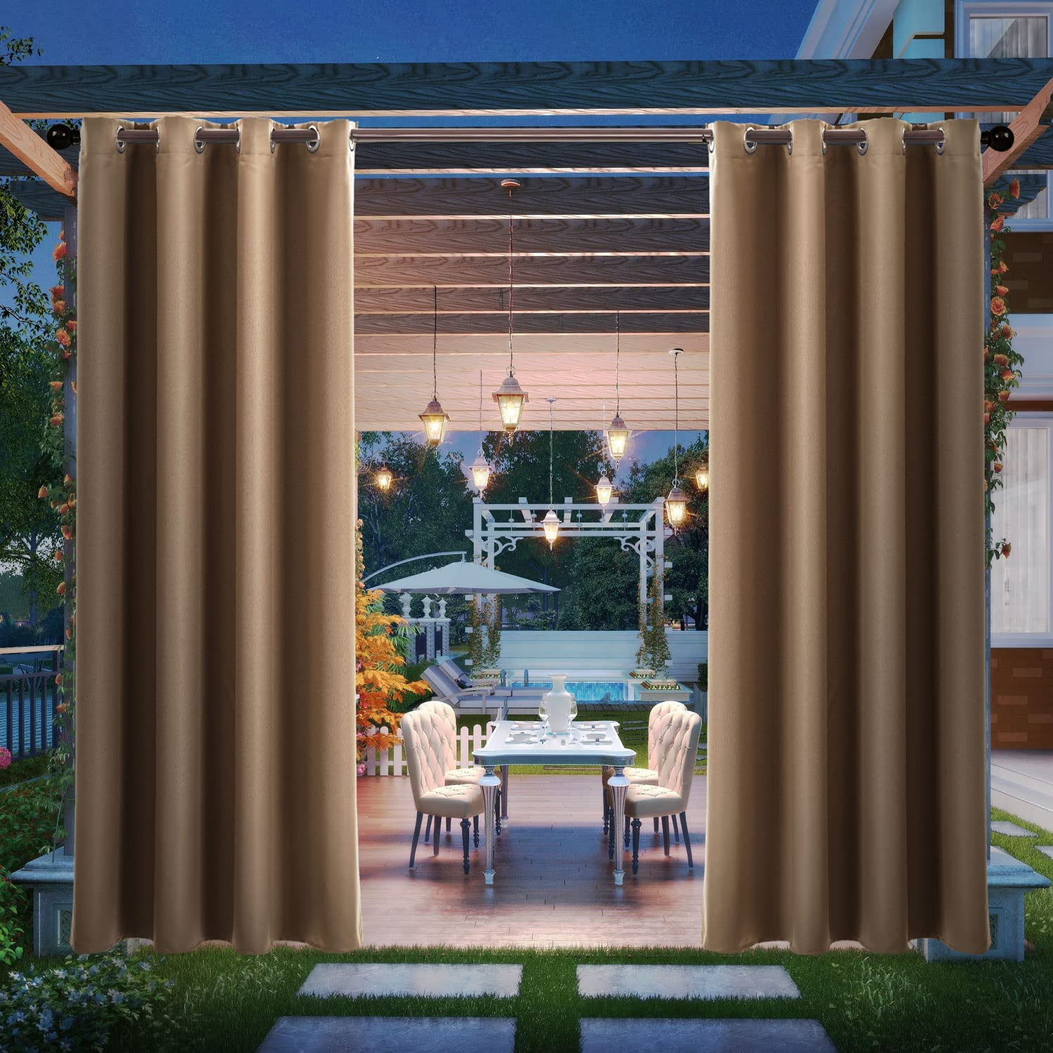SHANNA Heavy Duty Outdoor Curtains - Waterproof, Thermal Insulated, UV