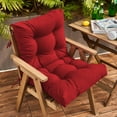 thumbnail image 1 of SHANNA Outdoor Chair Cushions, 2 Pack Tufted Thicken Waterproof Patio Chair Pad Wicker Chair Seat Cushion with Non-Slip Ties for Outdoor Furniture, Red, 1 of 12