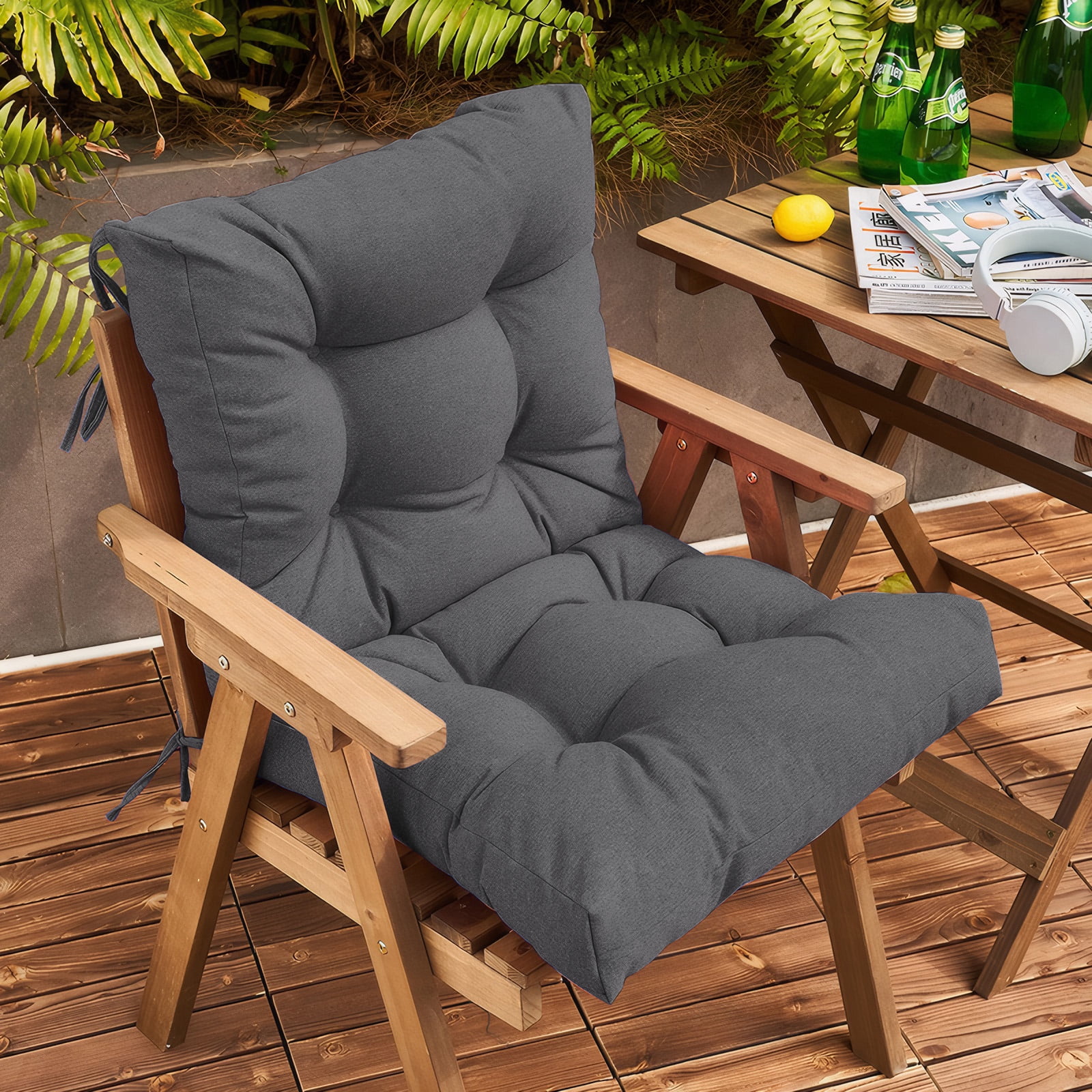 SHANNA Outdoor Chair Cushions, Tufted Thicken Waterproof Patio Chair ...