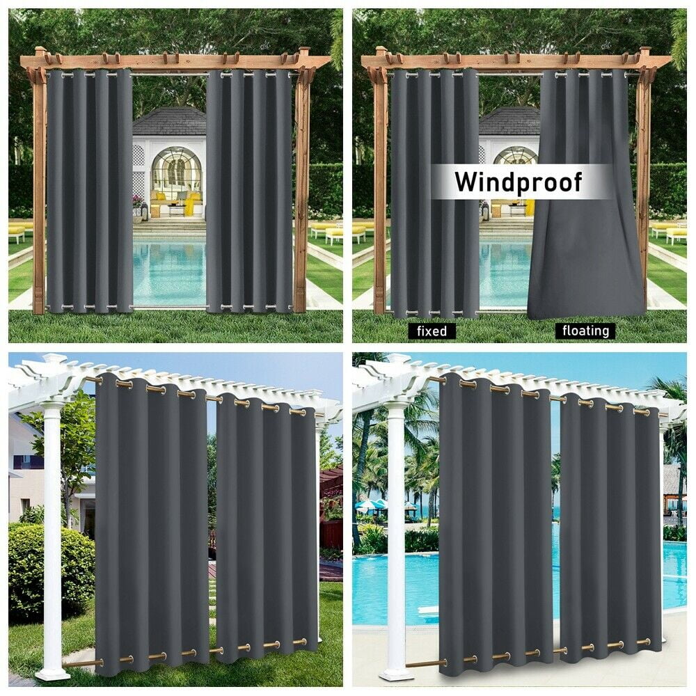 SHANNA Outdoor Curtains for Patio Waterproof,Top and Bottom Grommet Privacy Blackout Thermal Insulated Curtains for Garden Patio Door Gazebo,1 Panel,52"x94",Dark Grey