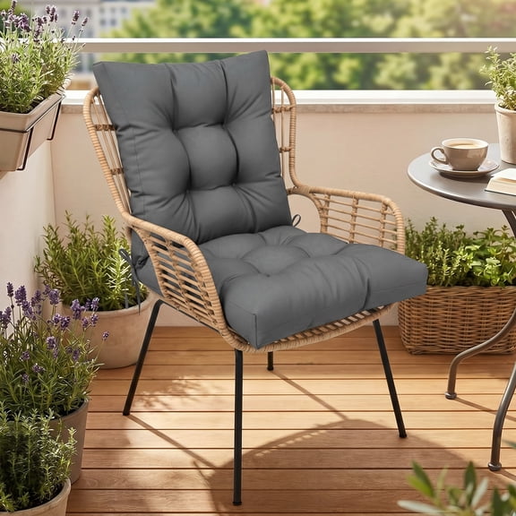 SHANNA Outdoor/Indoor High Back Chair Cushion Waterproof Chair Cushion Seat/Back Chair Thicken Cushion Outdoor Furniture Seat Mat(Dark Gray)