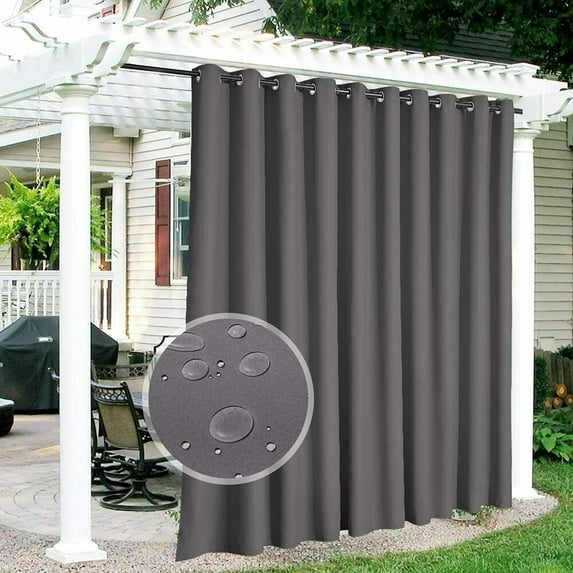 SHANNA Patio Outdoor Curtain 100" Extra Wide Waterproof for Porch, Grommet Vertical Blinds Thermal Insulated Blackout Divider Drape for Porch/Pergola/Arbor/Pool, W 100* L 84 in, 4 Panel