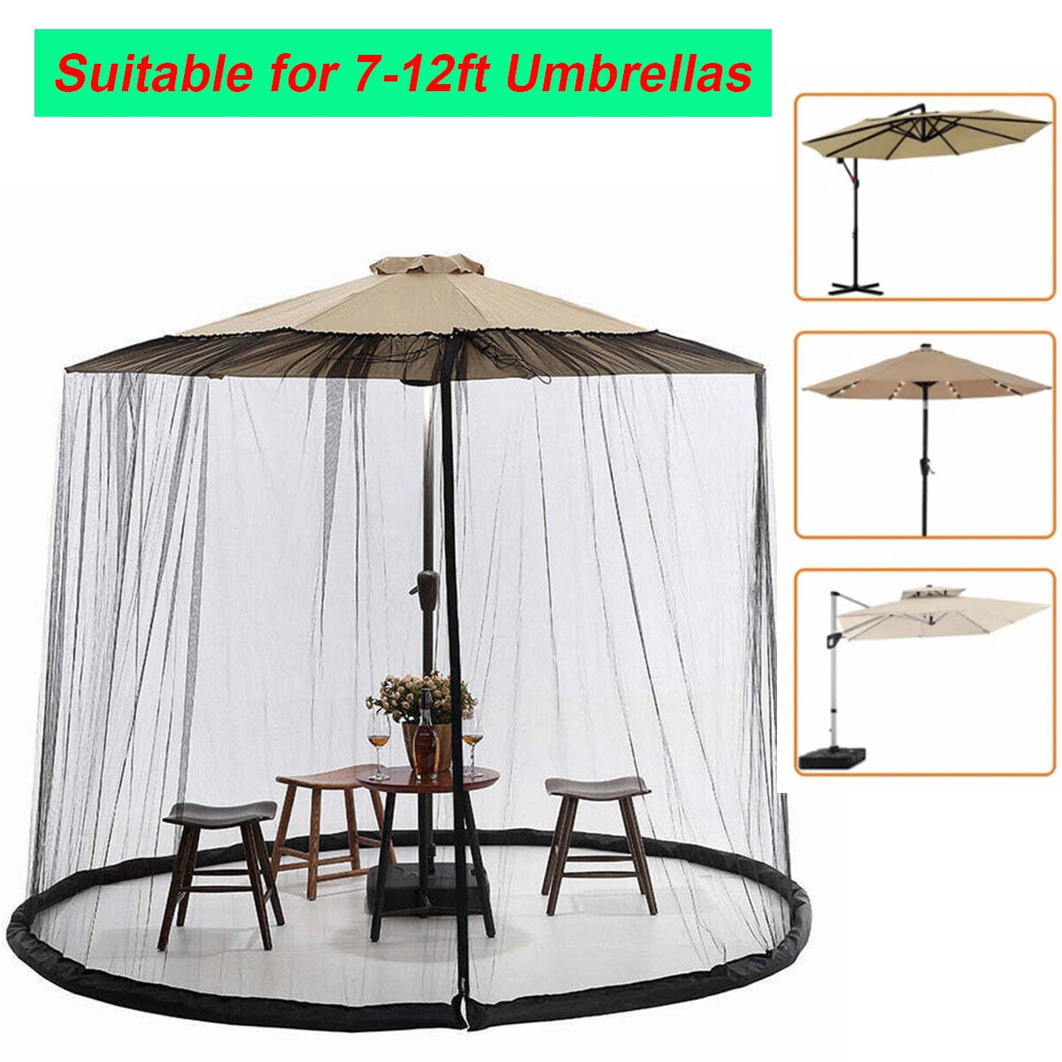SHANNA Patio Umbrella Mosquito Net, Universal Canopy Umbrella Mosquito ...