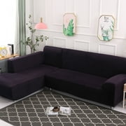 SHANNA Plush L Shape Sectional Couch Covers, Stretch Thick Velvet Sofa Furniture Protector Anti-Slip Sofa Covers L-shape 2 Seater+3 Seater,Dark Gray