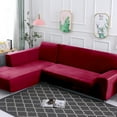thumbnail image 1 of SHANNA Plush L Shape Sectional Couch Covers, Stretch Thick Velvet Sofa Furniture Protector Anti-Slip Sofa Covers (L-shape 2 Seater+2 Seater,Burgundy), 1 of 11