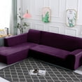 thumbnail image 1 of SHANNA Plush L Shape Sectional Couch Covers, Stretch Thick Velvet Sofa Furniture Protector Anti-Slip Sofa Covers (L-shape 2 Seater+2 Seater,Purple), 1 of 11
