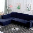 thumbnail image 1 of SHANNA Plush L Shape Sectional Couch Covers, Stretch Thick Velvet Sofa Furniture Protector Anti-Slip Sofa Covers (L-shape 3 Seater+3 Seater,Navy), 1 of 12