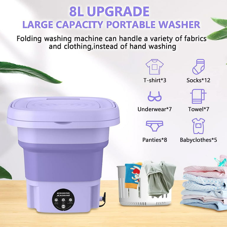 Shanna Portable Washing Machine and Dryer Combo, 8L Mini Folding Washing Machine for Apartments, Dorm, Camping, RV, Travel Laundry, Purple, Size: 11.6
