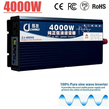 SHANNA Power Inverter 4000W DC12V/24V/48V to AC 110V Pure Sine Wave Solar Converter For Home RV Truck Outdoor Camping