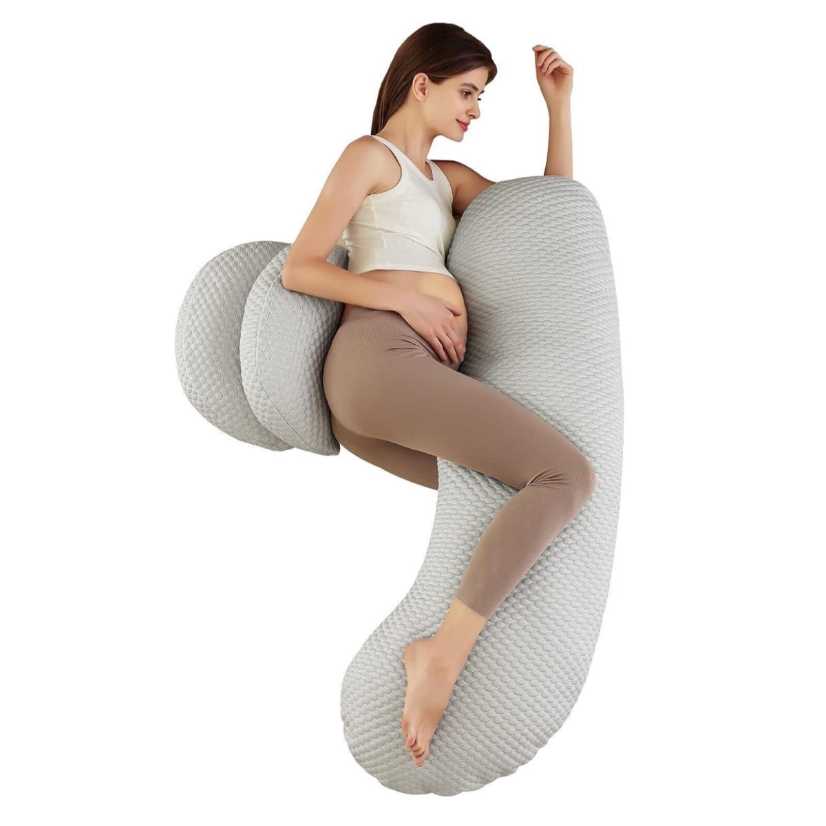 SHANNA Pregnancy Pillows Wedge Maternity Pillow Adjustable Full Body Support Pillow for Back Legs Belly HIPS（#02# Bamboo Grey H Shaped）