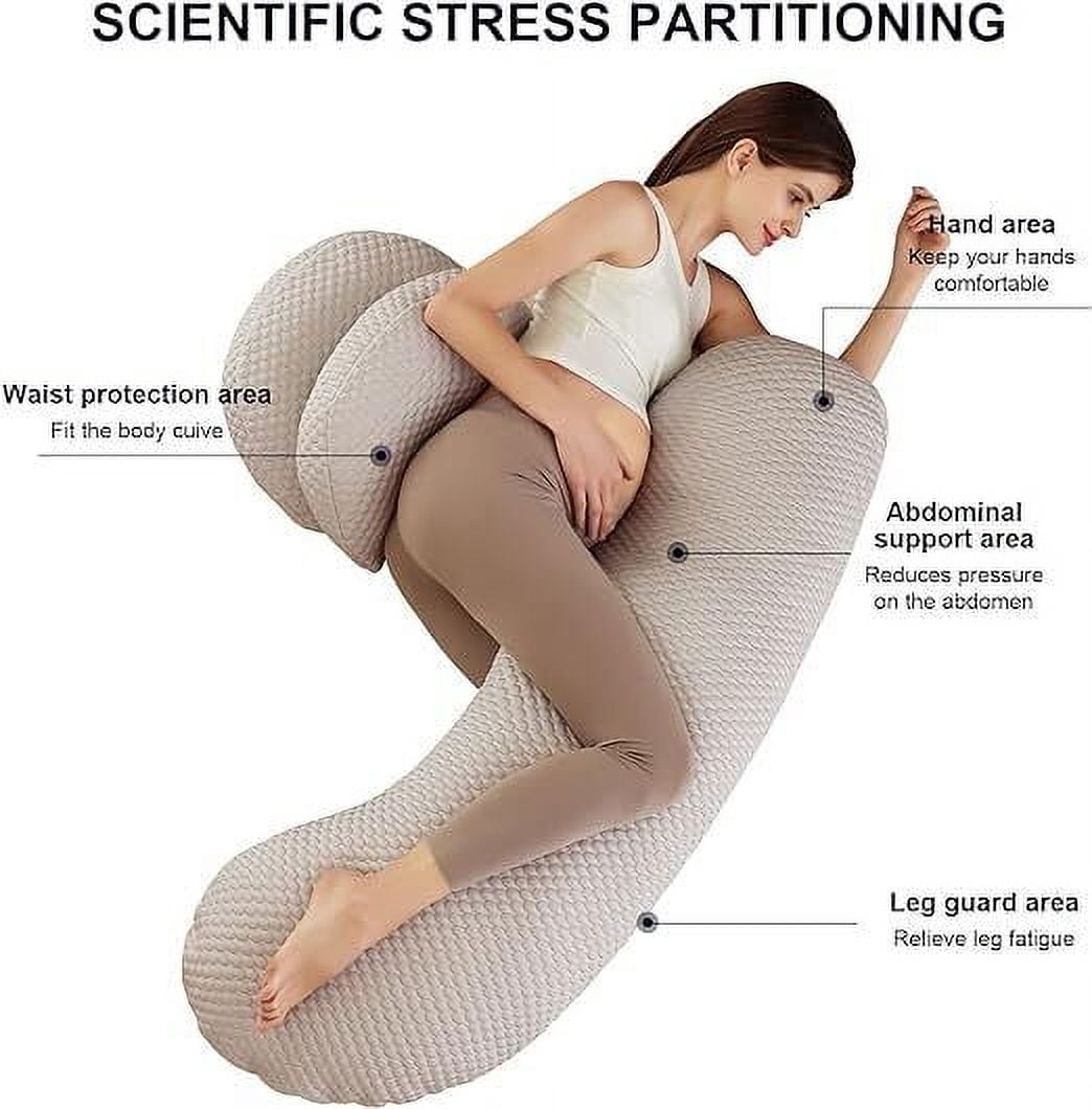 SHANNA Pregnancy Pillows Wedge Maternity Pillow Adjustable Full Body Support Pillow for Back Legs Belly HIPS（#02# Bamboo Khaki H Shaped）