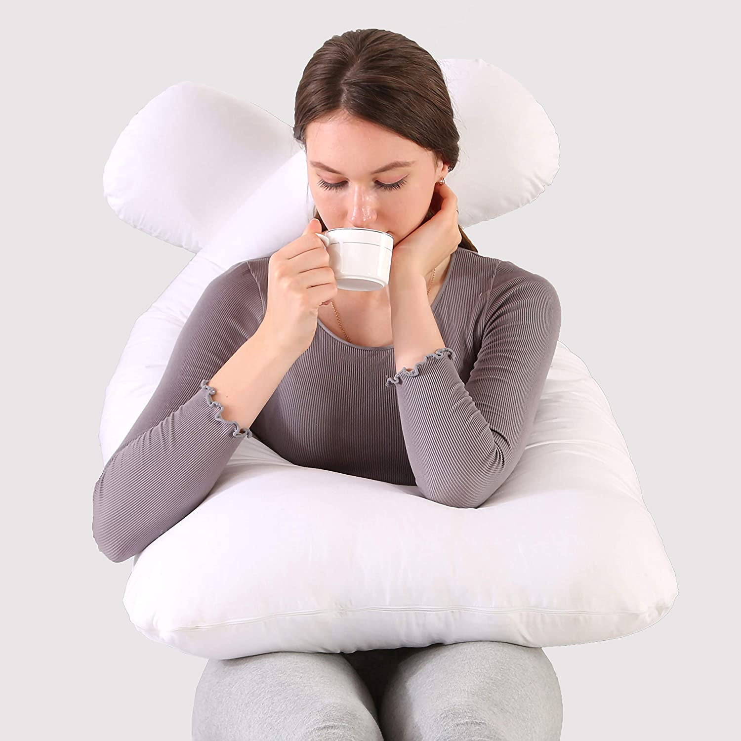 SHANNA Pregnant Women's Pillows, 51-inch White U-Shaped Full Body Maternity Pillow(fill material is Cotton)