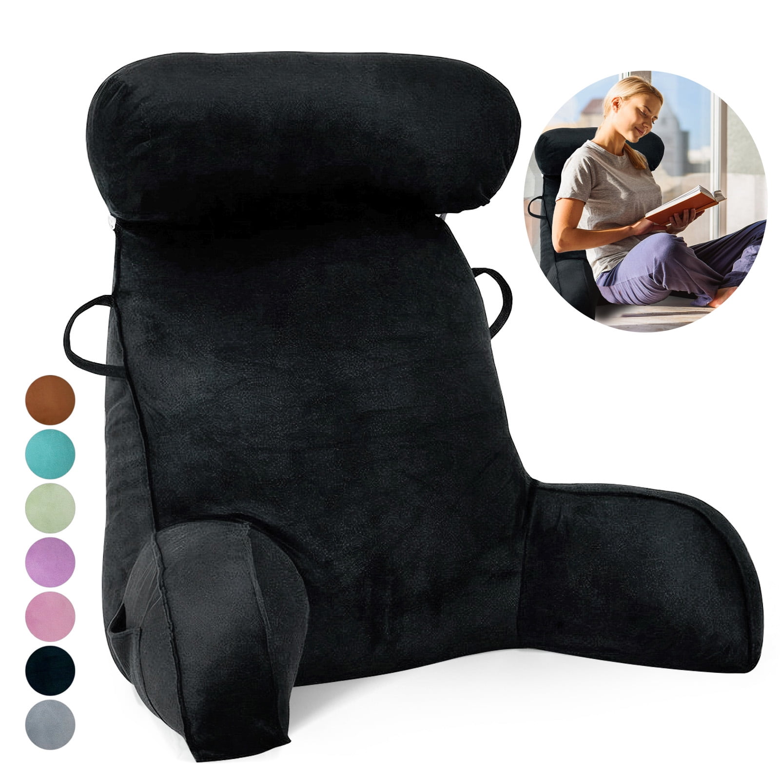 SHANNA Reading Pillow Extra Large Bed Rest Pillow with Arms Detachable ...
