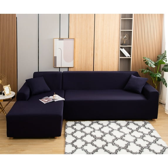 SHANNA Sectional Couch Covers, 2pcs L-Shaped Sofa Covers Furniture Slipcovers with 2pcs Pillowcases, L-Type Sofa Cover 3 Seats (74-90 in) + 3 Seats (74-90 in)