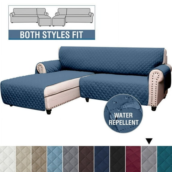 SHANNA Sectional Couch Covers Reversible Waterproof L-Shaped Sofa Slipcover Chaise Lounge Couch Furniture Protector for Kids Dogs,Berlin Blue