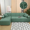 thumbnail image 1 of SHANNA Sectional Sofa Slipcovers Thick Velvet L Shape Couch Covers, 2Pcs Stretch Anti-Slip Sofa Covers 3 Seater + 3 Seaters Chaise Cover Furniture Protector,Green, 1 of 9