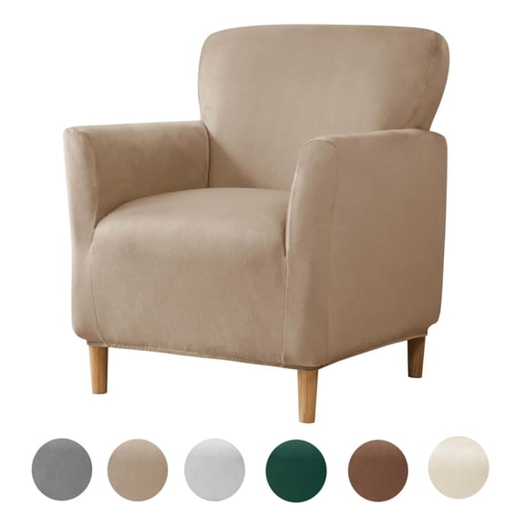 SHANNA Single Armchair Cover Stretch Chair Covers Anti-Slip Furniture Protector for Living Room Banquet（Camel）
