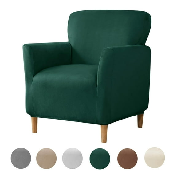 SHANNA Single Armchair Cover Stretch Chair Covers Anti-Slip Furniture Protector for Living Room Banquet(Dark Green)