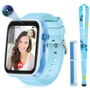SHANNA Smart Watch for Kids with GPS 4G HD Touchscreen Watch with Phone GPS Tracker Real-Time Location SOS Video Call Voice Chat Camera for Boys Girls Gift, Blue