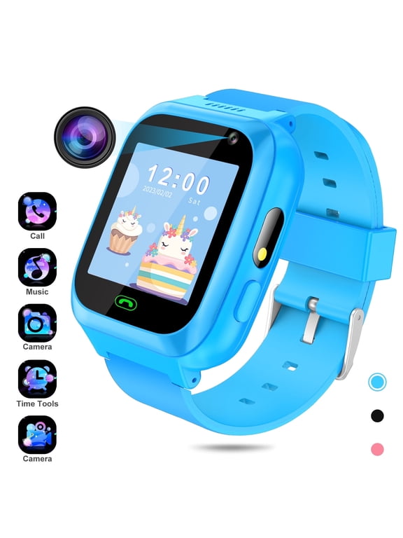 Smart Watch for Kids, Kids Smartwatches Phone with Text and Call, Games Camera Alarm Flashlight Music Player for 3-12 Boys Girls, Blue