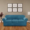 thumbnail image 1 of SHANNA Sofa Covers Stretch Velvet Couch Covers with Seperate Seat Cushion Covers, Armchair /Loveseat / Sofa Slipcovers (Light Green, Sofa Cover), 1 of 8