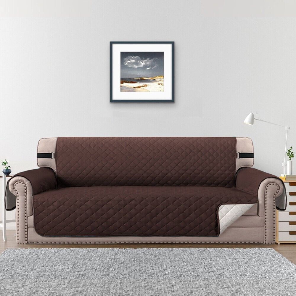 SHANNA Sofa Slipcover Reversible Quilted Sofa Cover, Water Resistant Couch Covers Furniture Protector for Pets Kids, Brown, 3-Seater Sofa Cover