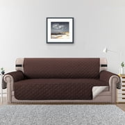 SHANNA Sofa Slipcover Reversible Quilted Sofa Cover, Water Resistant Couch Covers Furniture Protector for Pets Kids, Brown, 3-Seater Sofa Cover