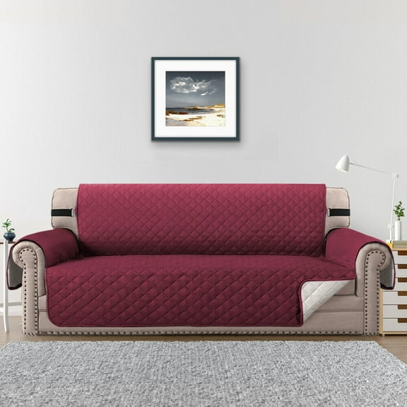 SHANNA Sofa Slipcover Reversible Quilted Sofa Cover, Water Resistant Couch Covers Furniture Protector for Pets Kids, Burgundy, 3-Seater Sofa Cover