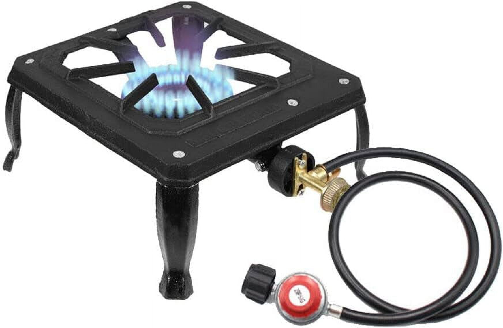 SHANNA Square Single Burner Outdoor Stove Propane Gas Stove 0-20 Psi Regulator Hose Outdoor Camp Stove for Home Brewing Frying Turkey and More