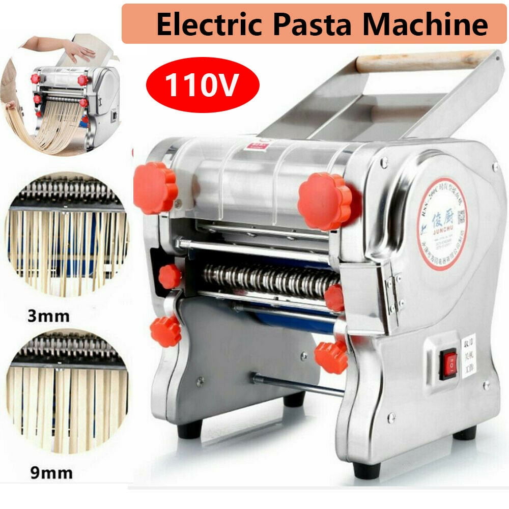 SHANNA Stainless Steel Electric Noodle Pasta Maker Machine Automatic Dough Roller with 24cm Cutter 3mm/9mm Noodles
