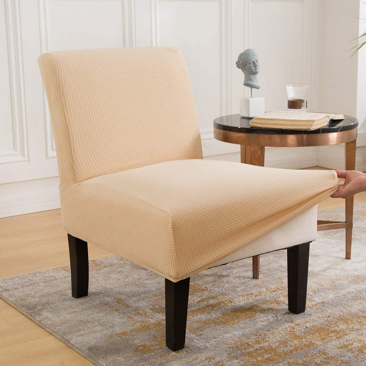 Armless Chair Slipcovers Water-Repellent Chair Covers Stretch Couch