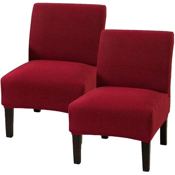 SHANNA Stretch Armless Chair Slipcovers, Water-Repellent Armless Accent Chair Covers Protector, Wine Red, Set of 1