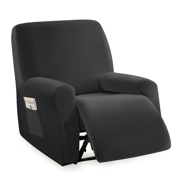 SHANNA Stretch Recliner Chair Cover Sofa Slipcover, 1 Seater Armchair Cover Furniture Protector, Dark Grey
