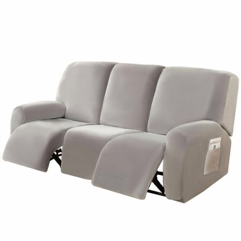 SHANNA Stretch Recliner Sofa Cover Sofa Slipcover, 3 Seater Couch Cover Furniture Protector, Light Grey