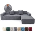 thumbnail image 1 of SHANNA Stretch Sectional Couch Covers Non Slip L Shaped Sofa Slipcover with Elastic Bottom Washable Couch Protector with 2 Pillowcases (Dark Gray, 3+3 Seater), 1 of 12