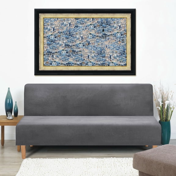 SHANNA Stretch Velvet Sofa Slipcover Thick Armless Sofa Bed Cover Futon Slipcover Protector, Gray