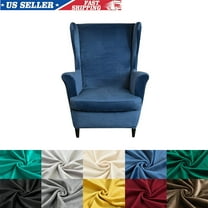 SHANNA Stretch Wingback Chair Covers, Velvet Wing Chair Slipcover Soft Furniture Covers For Living Room Bedroom Hotel (Navy Blue)