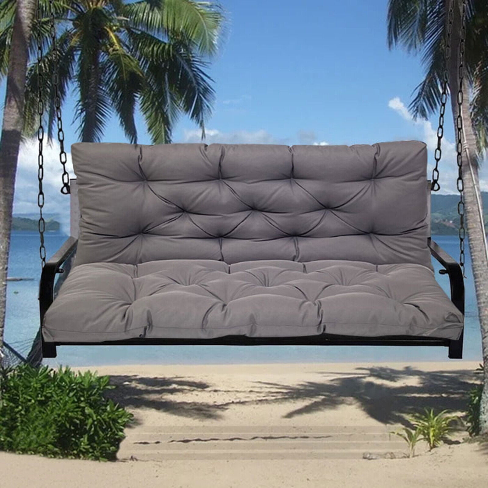 SHANNA Swing Cushion with Backrest and Ties 4'' Thicken Waterproof Swing Chair Seat Pad 2-3 Seater Patio Bench Cushion for Outdoor Garden Furniture