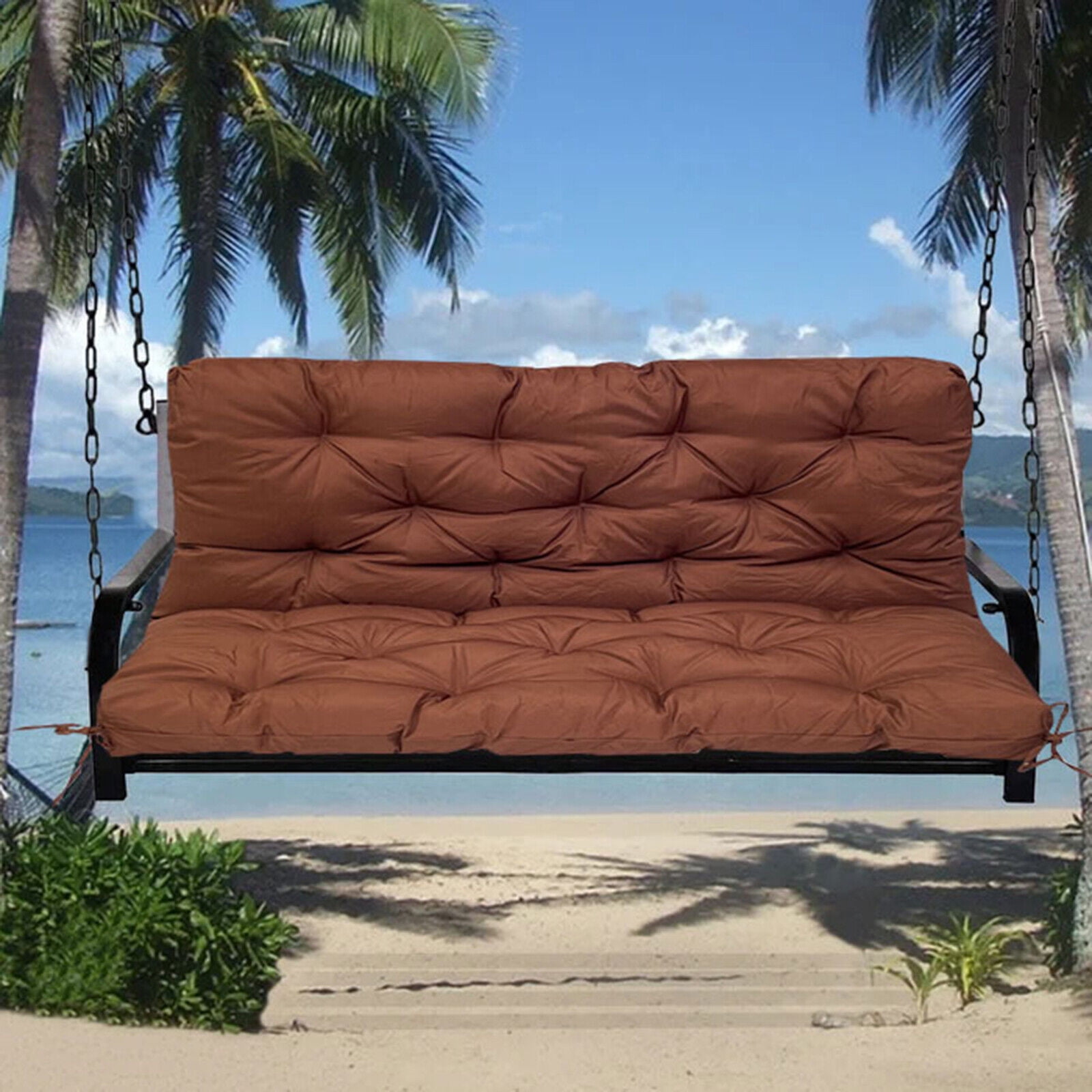 SHANNA Swing Cushion with Backrest and Ties 4'' Thicken Waterproof Swing Chair Seat Pad 2-3 Seater Patio Bench Cushion for Outdoor Garden Furniture