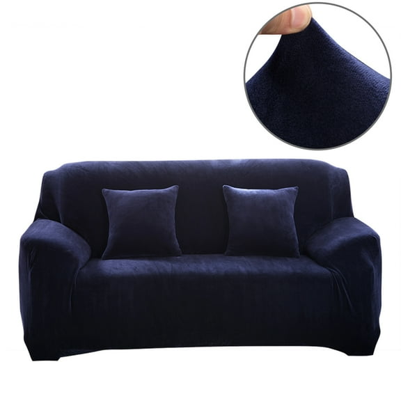 SHANNA Thick Velvet Sofa Covers, Stretch Non Slip Couch Cover for Dogs Cat Pet, Elastic Furniture Protector Plush Sofa Slipcovers (Blue, 2-Seater Sofa)